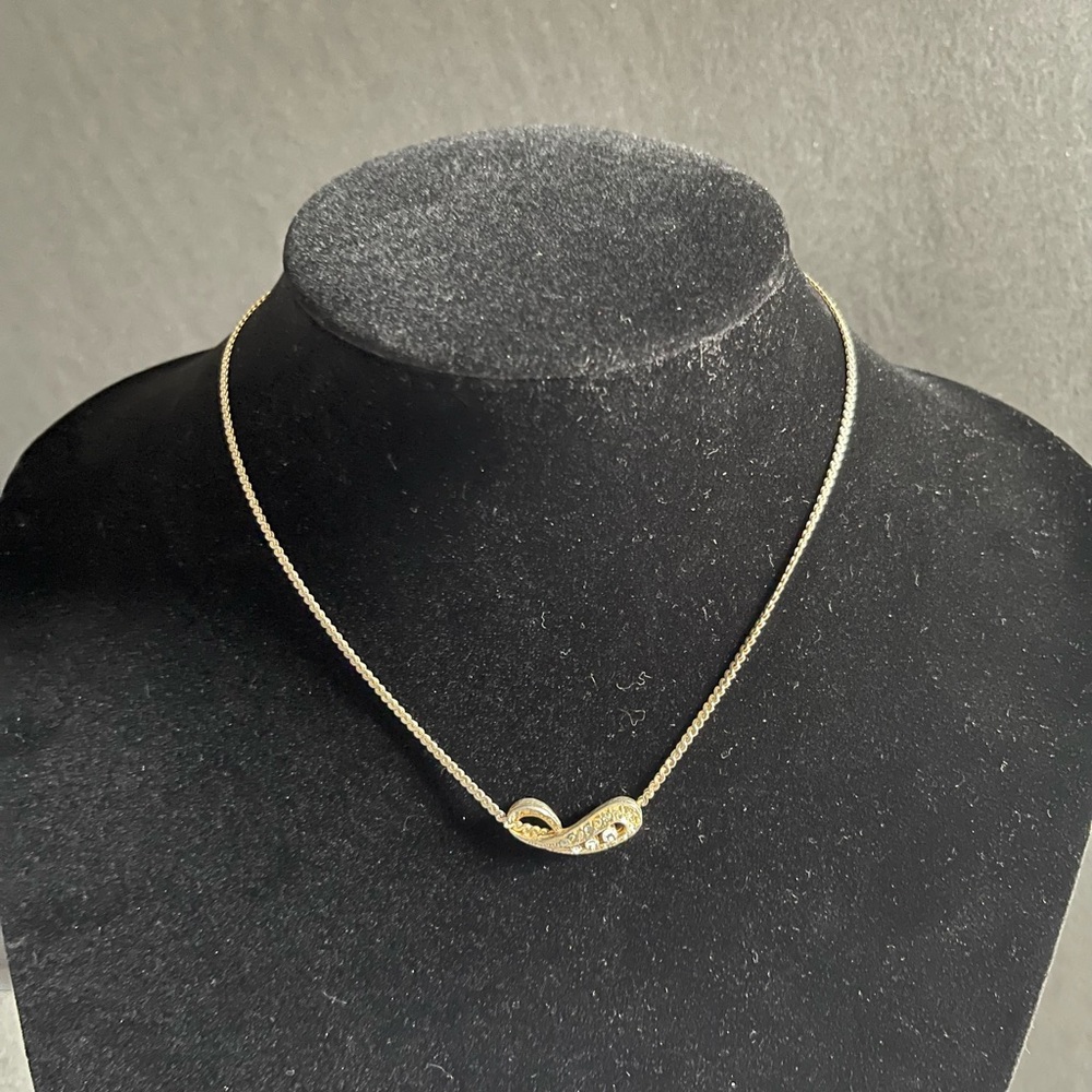 Vintage Gold Toned Clear Rhinestone Necklace Stamped NA.